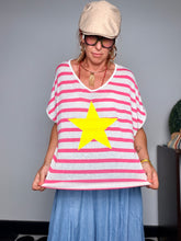 Maglia Oversize a Righe "STAR" — Stella Applicata Fluo