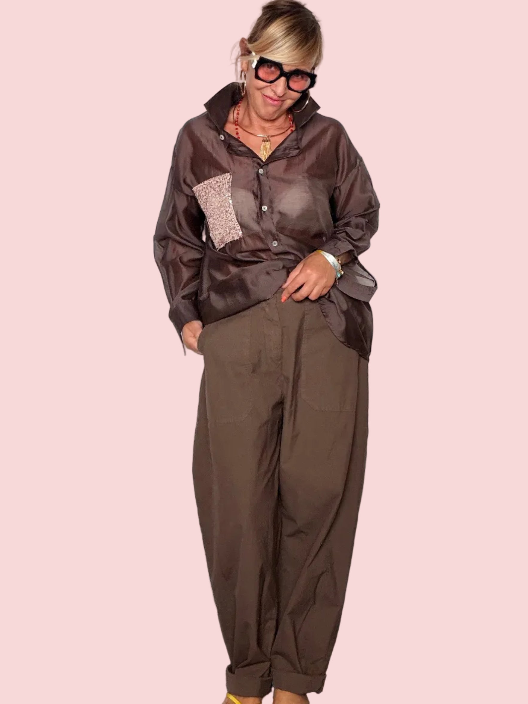Pantalone Paracadute Balloon — Vita Alta con Pinces