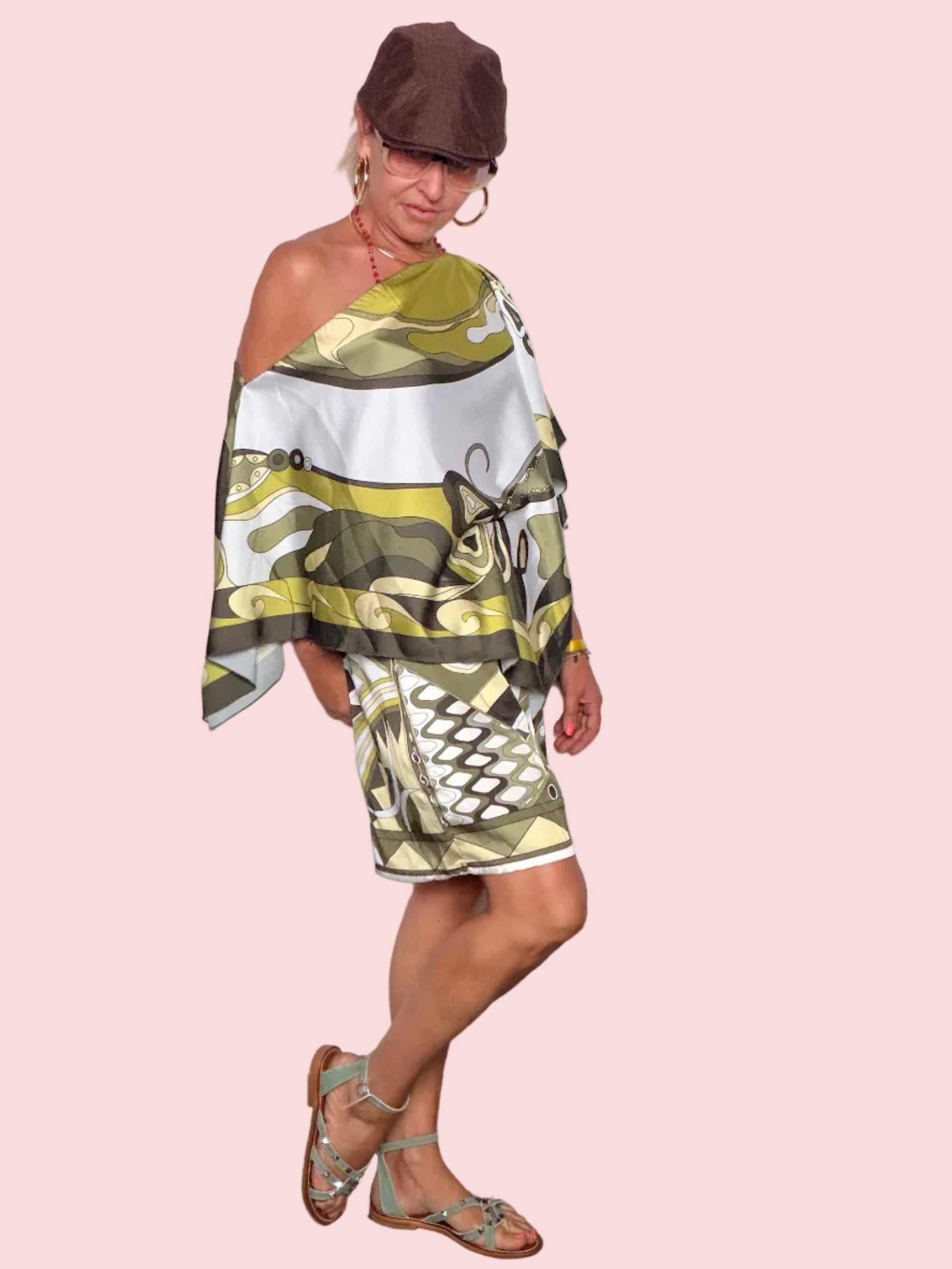 Completo Kaftan + Shorts — Stampa Satin Fantasia