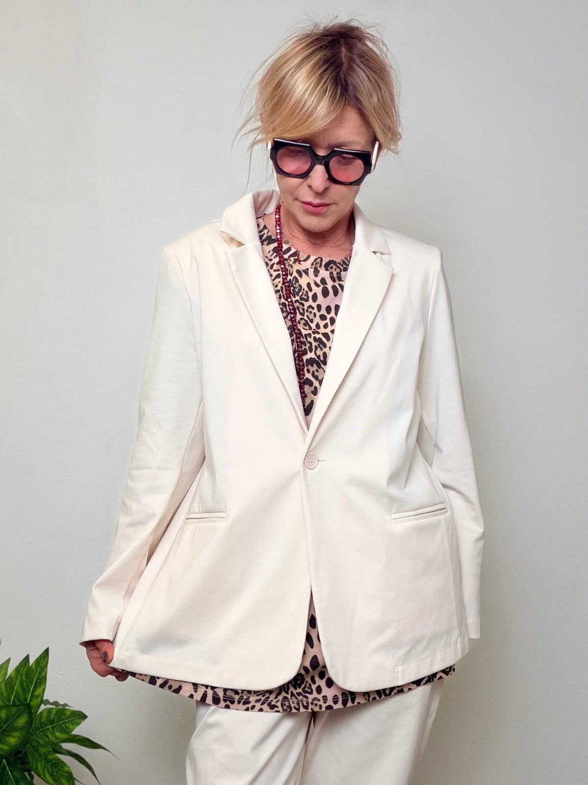 Giacca Blazer Punto Milano - Nero e Bianco