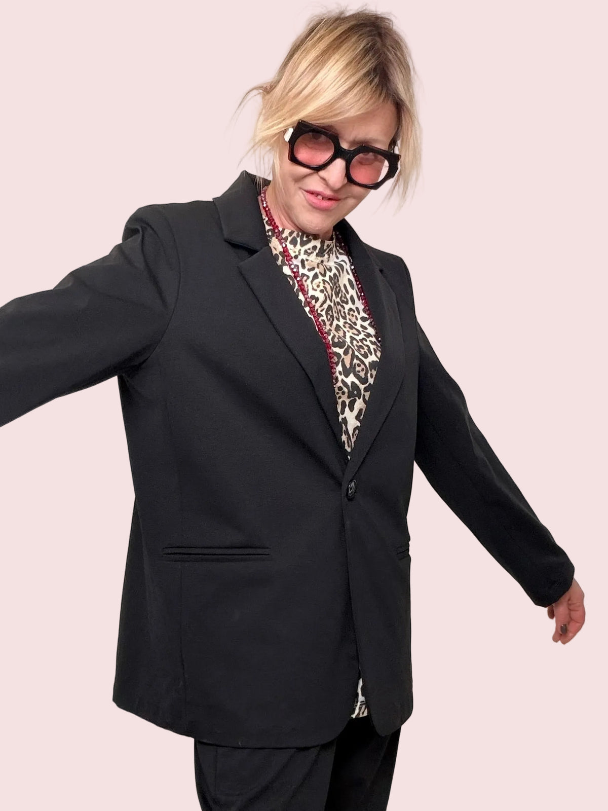 Giacca Blazer Punto Milano - Nero e Bianco