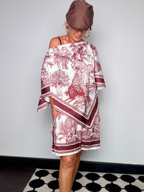 Completo Kaftan + Shorts — Stampa Satin Fantasia