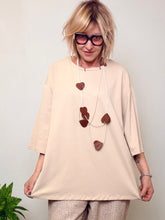 Tunica Oversize Maniche 3/4 - Beige Panna e Verde Militare