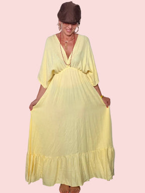 Abito Maxi Kaftan con Schiena Aperta