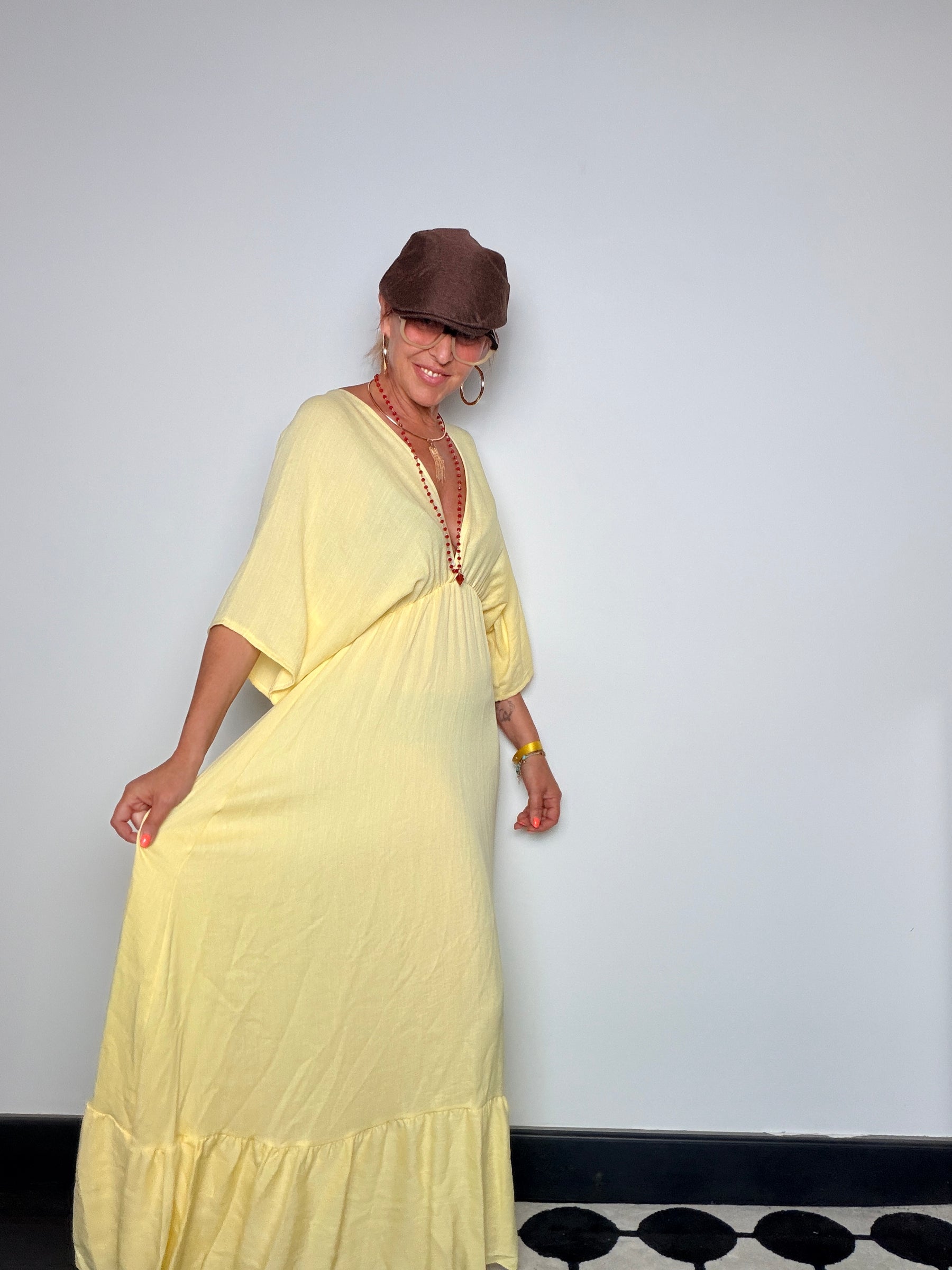 Abito Maxi Kaftan con Schiena Aperta