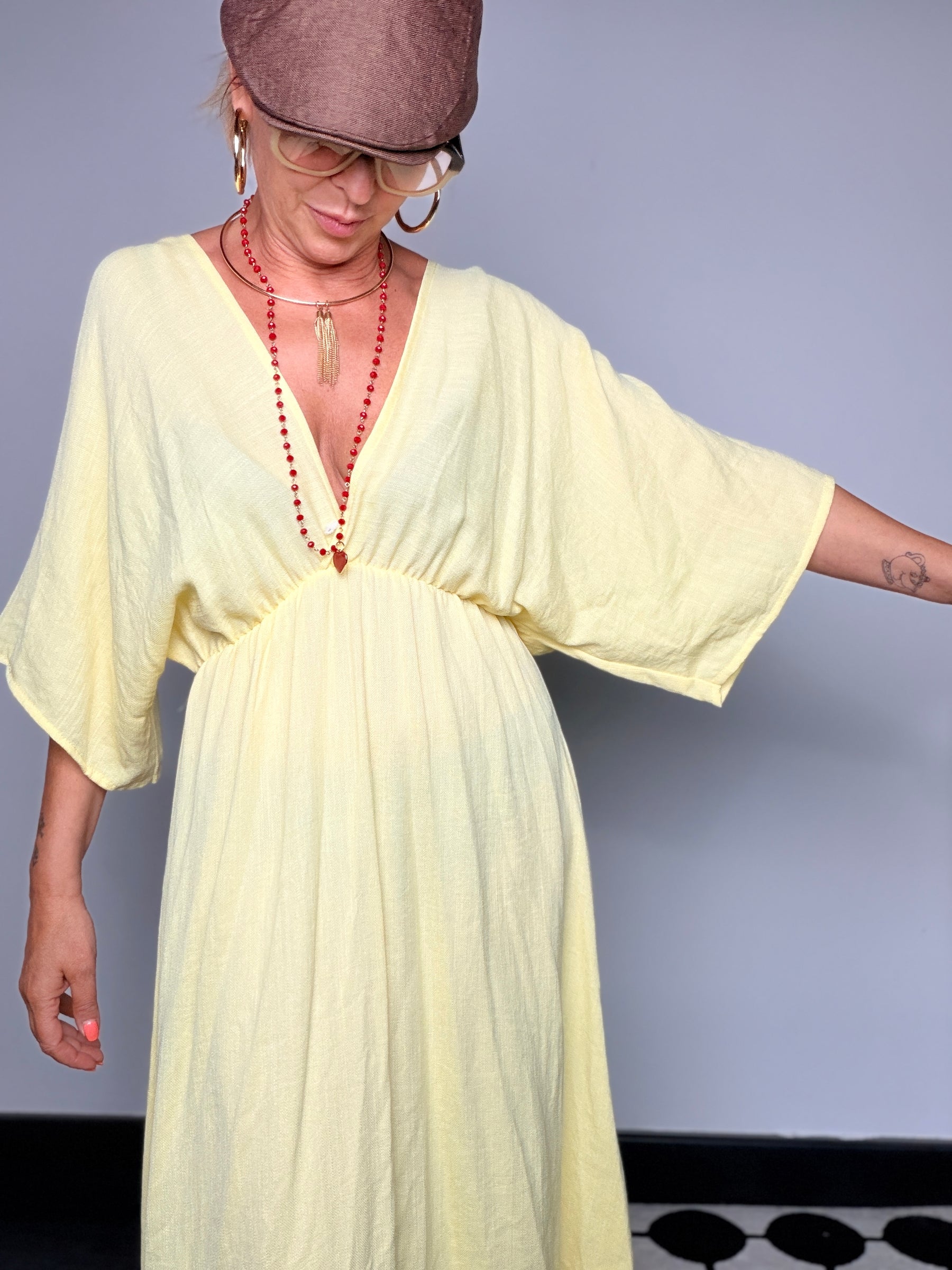 Abito Maxi Kaftan con Schiena Aperta