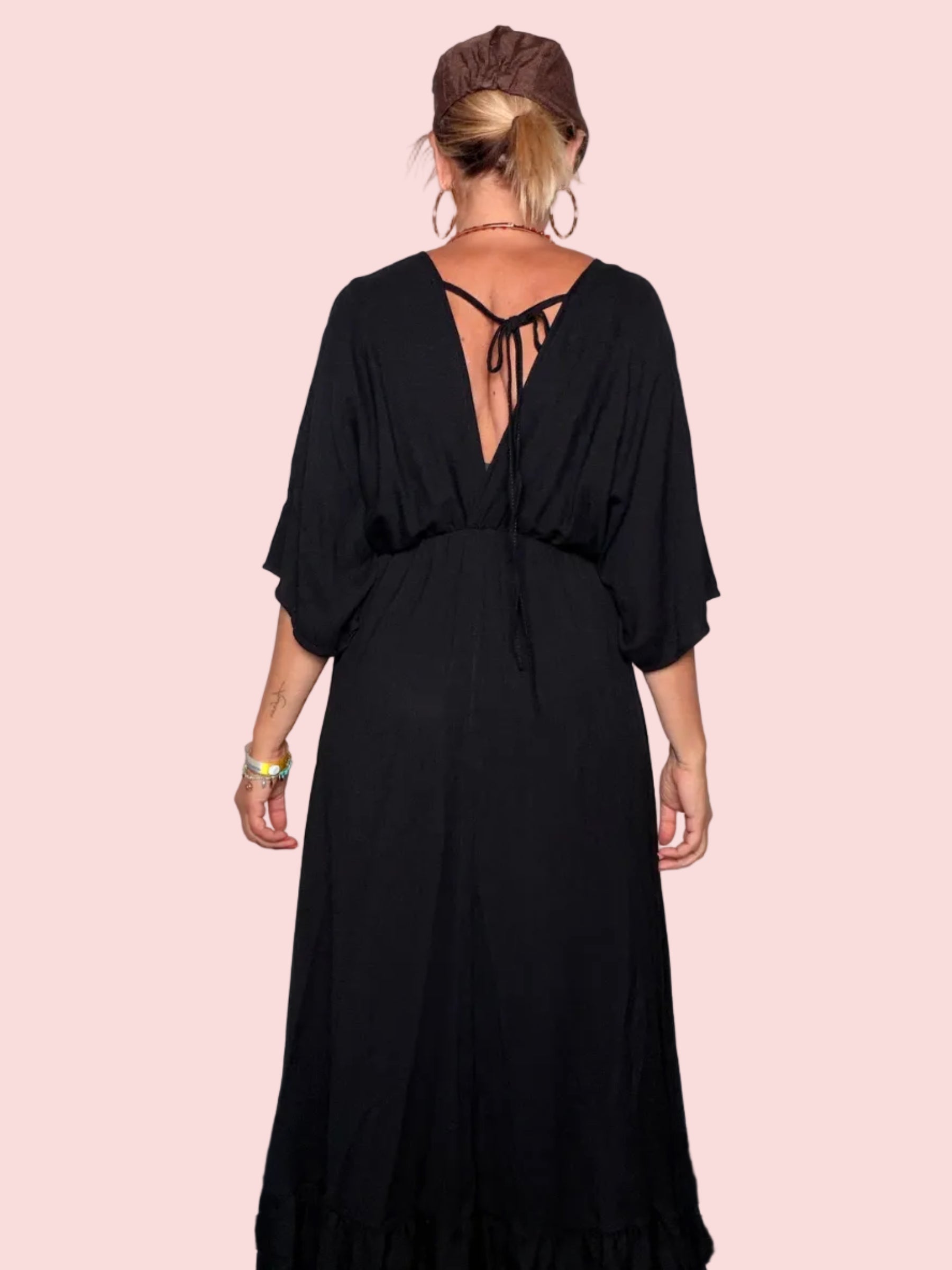 Abito Maxi Kaftan con Schiena Aperta