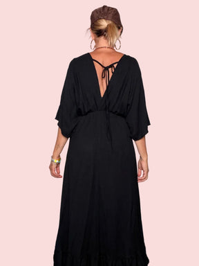 Abito Maxi Kaftan con Schiena Aperta