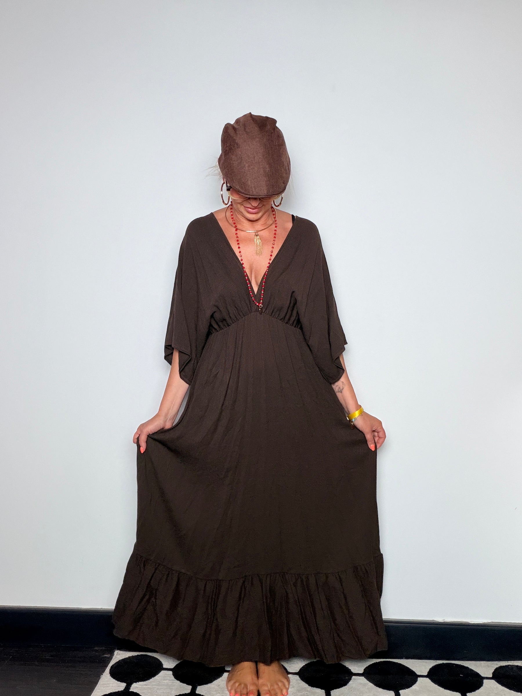 Abito Maxi Kaftan con Schiena Aperta