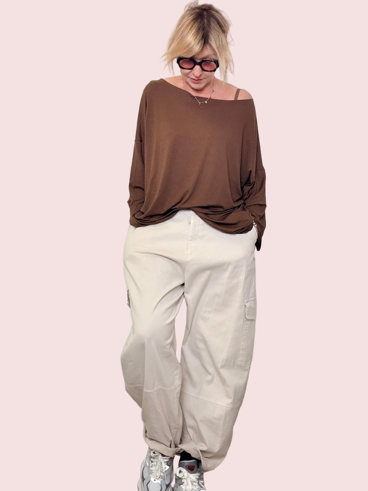 Pantaloni Cargo Oversize - Beige e Verde Militare