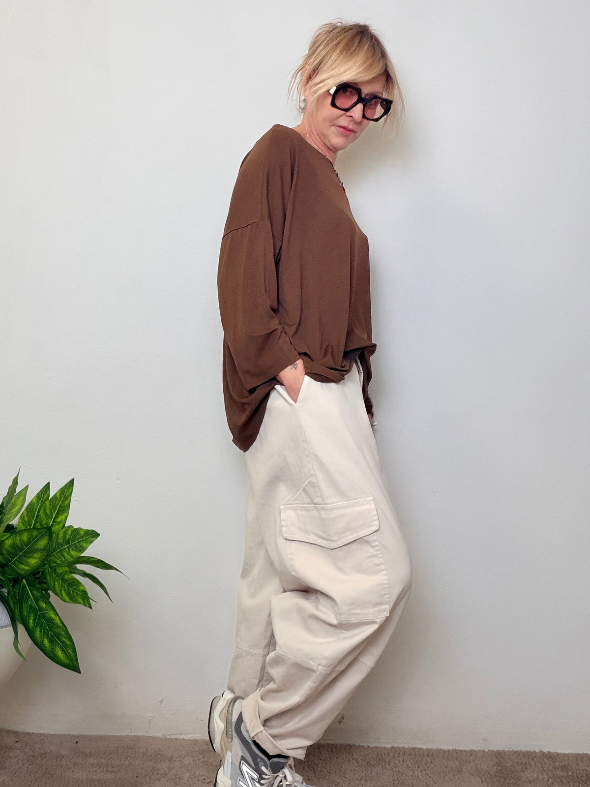 Pantaloni Cargo Oversize - Beige e Verde Militare