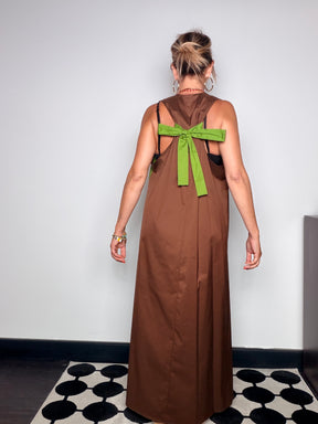 Abito Maxi Color Block Bicolore — Scollo V Profondo