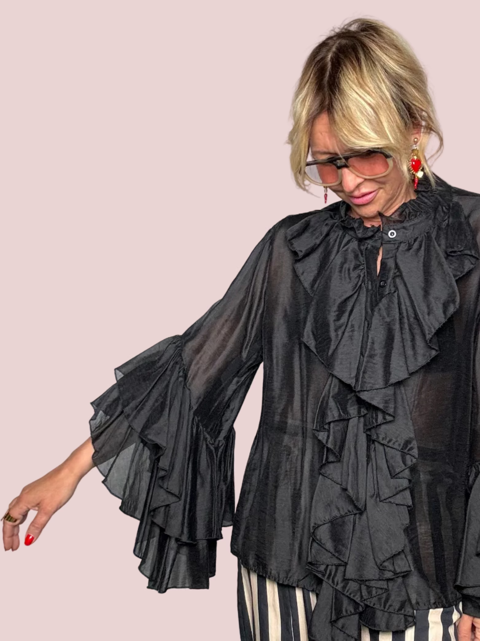 Camicia Tencel e Lino con Volant