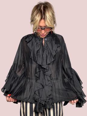 Camicia Tencel e Lino con Volant