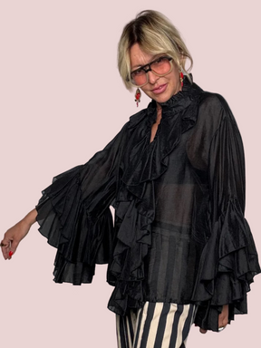 Camicia Tencel e Lino con Volant