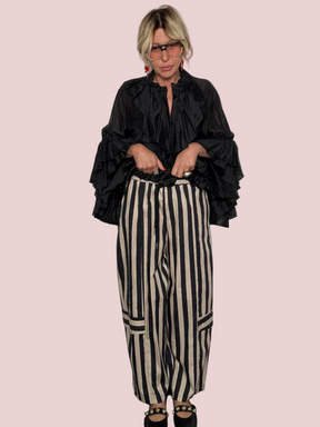 Pantalone Cargo a Righe Bold in Cotone
