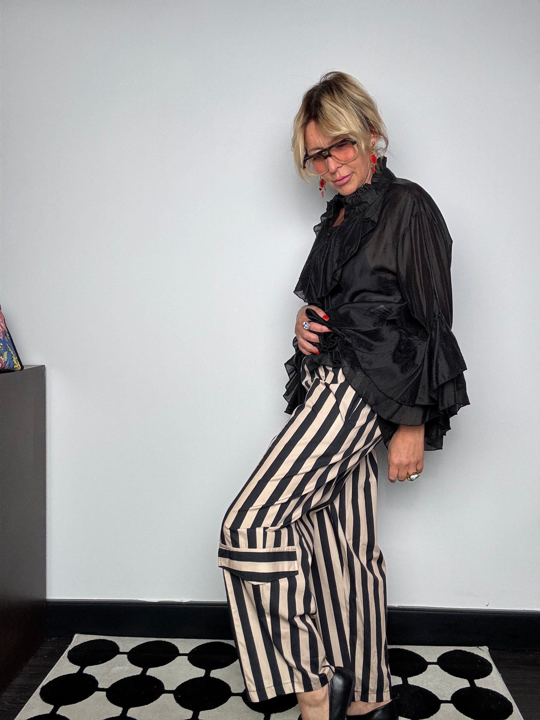 Pantalone Cargo a Righe Bold in Cotone