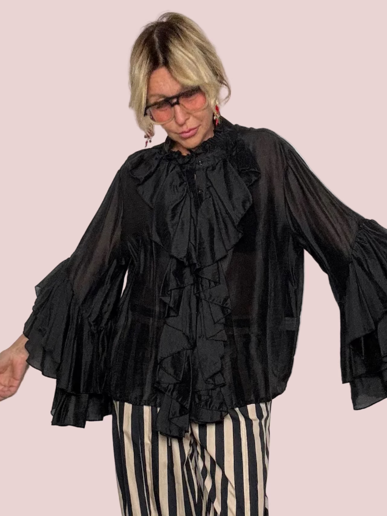 Camicia Tencel e Lino con Volant