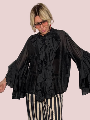 Camicia Tencel e Lino con Volant