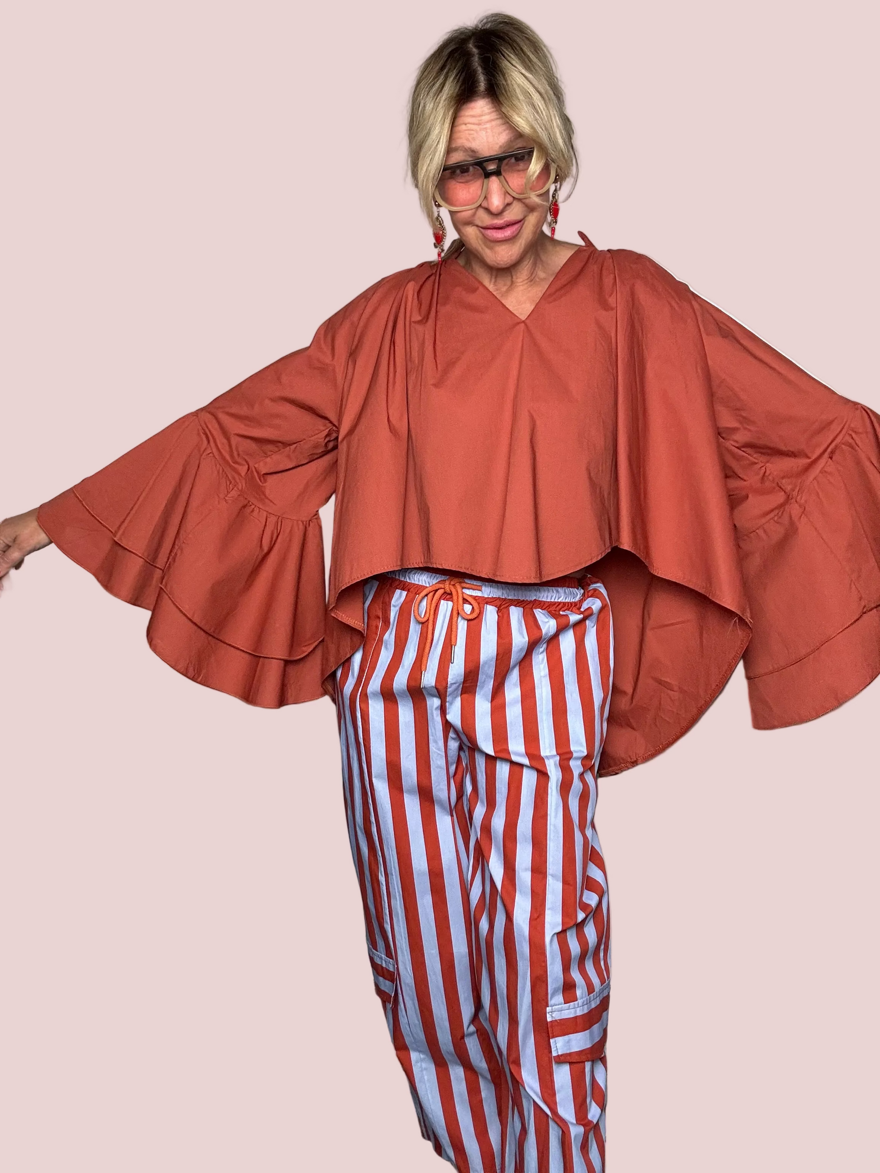 Pantalone Cargo a Righe Bold in Cotone