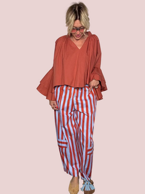 Pantalone Cargo a Righe Bold in Cotone