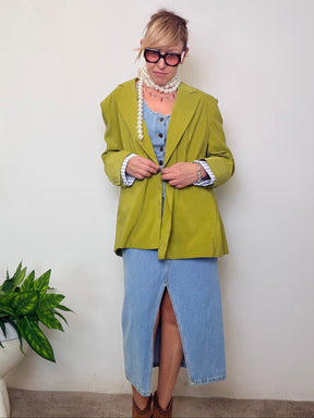 Blazer oversize in viscosa verde chartreuse