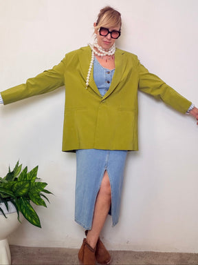 Blazer oversize in viscosa verde chartreuse