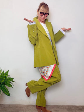 Blazer oversize in viscosa verde chartreuse