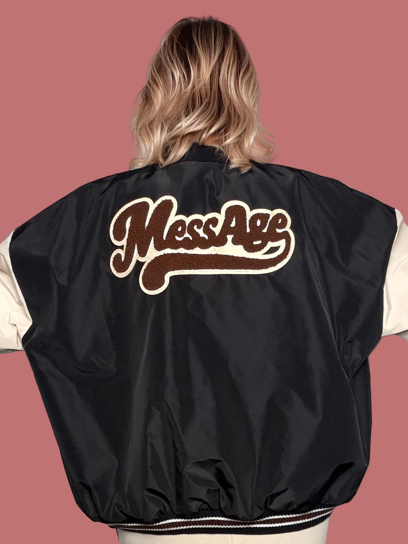 Bomber Le Streghe bicolore con scritta sul retro