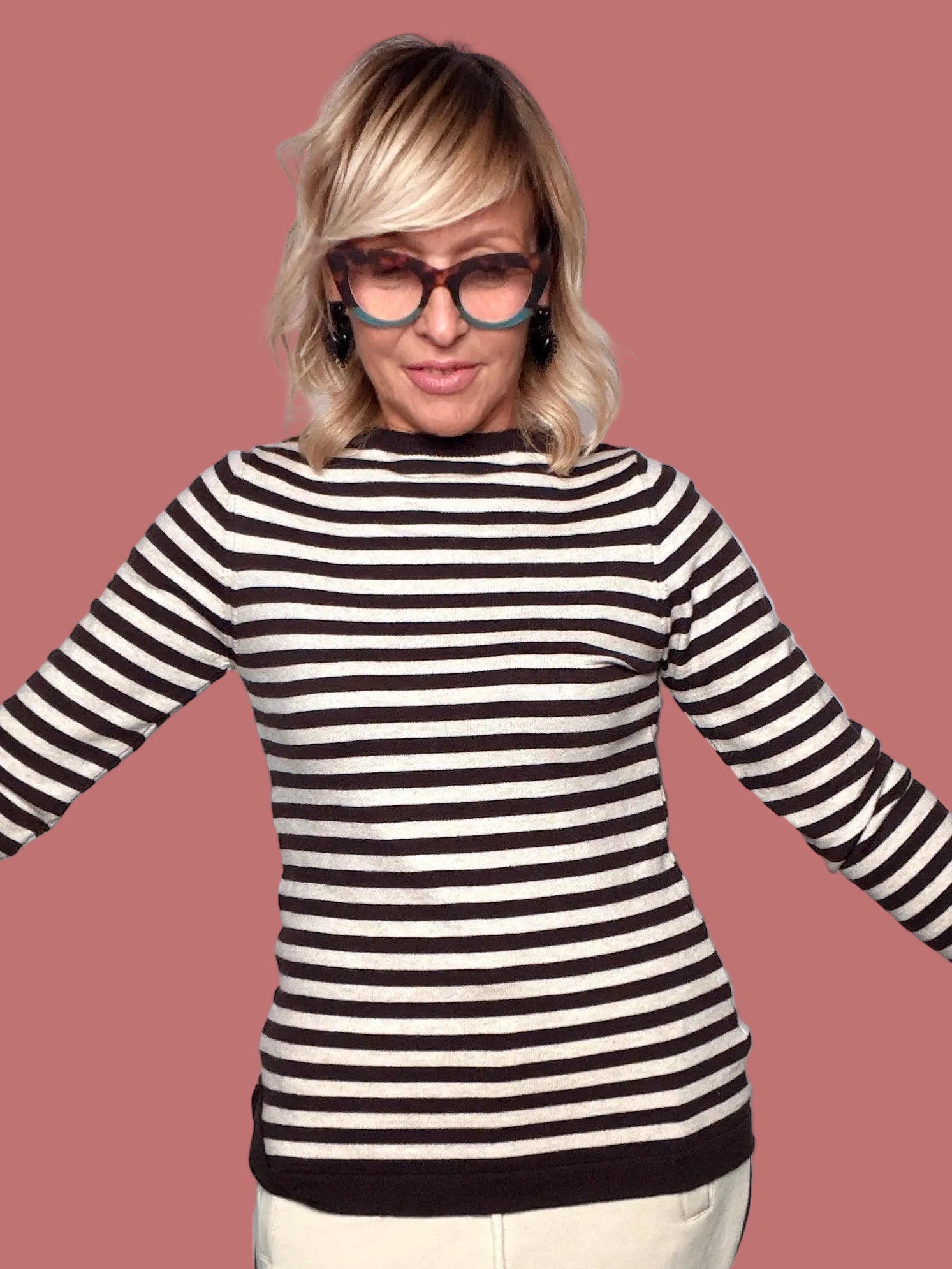 Maglia Le Streghe a righe cioccolato e sabbia