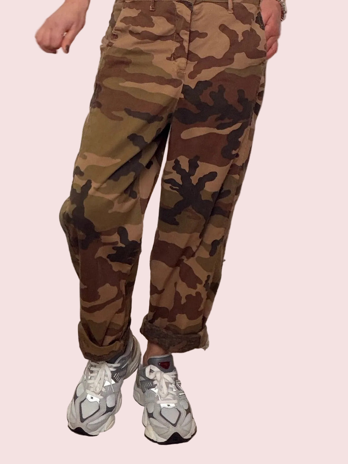 Pantalone baggy camouflage in cotone elasticizzato