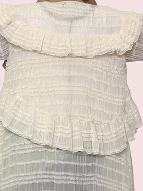 Trench Beige con inserti bianchi plissettati