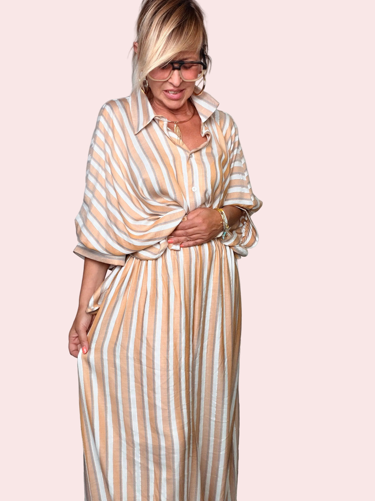 Pantalone Palazzo a Righe — Vita Elastica