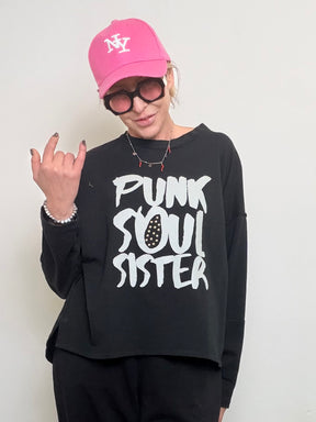 Felpa Nera "PUNK SOUL SISTER" Oversize