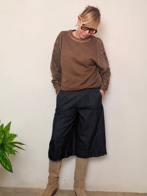 Bermuda jeans Larghi a Gamba Ampia
