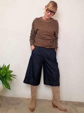 Bermuda jeans Larghi a Gamba Ampia