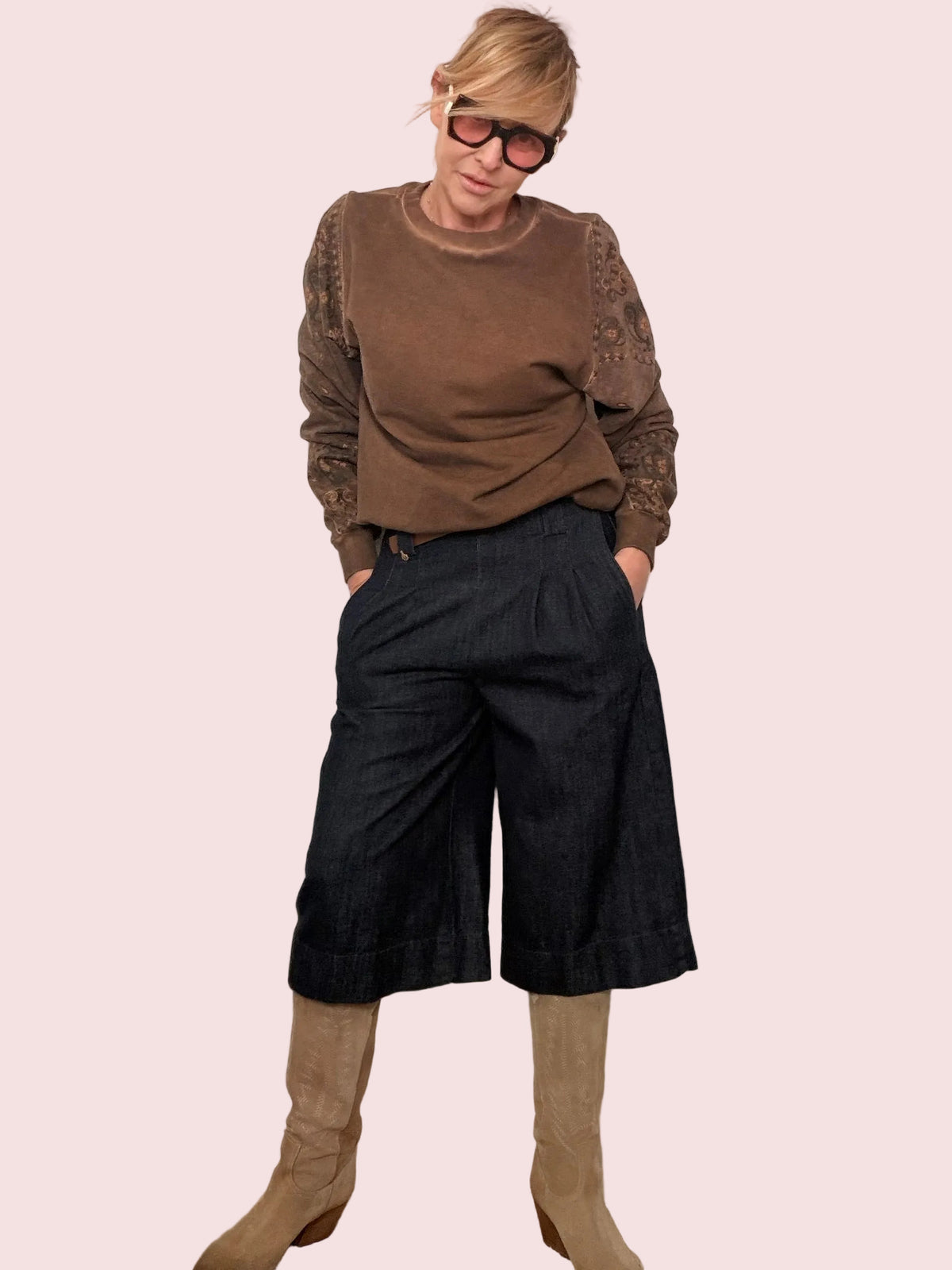 Bermuda jeans Larghi a Gamba Ampia