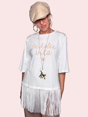 T-shirt “La Belle Vie” con Frange