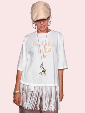 T-shirt “La Belle Vie” con Frange