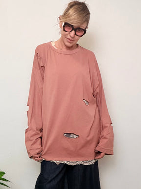 T-Shirt Over con Maglia Pizzo Sotto