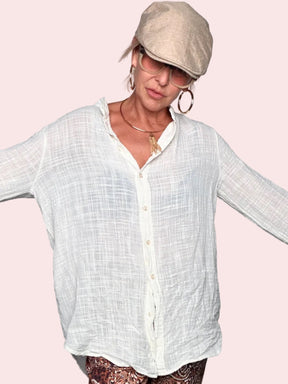 Camicia Bianca Crinkle Lurex — Souvenir