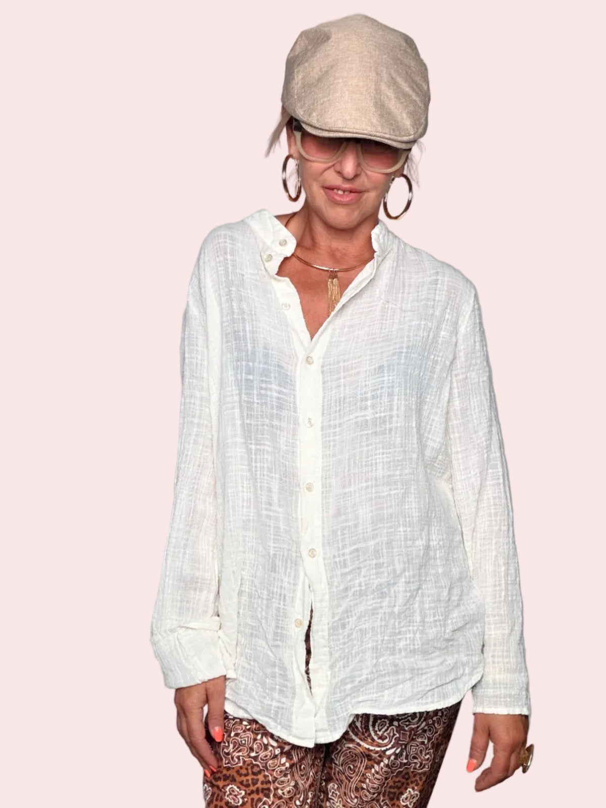 Camicia Bianca Crinkle Lurex — Souvenir