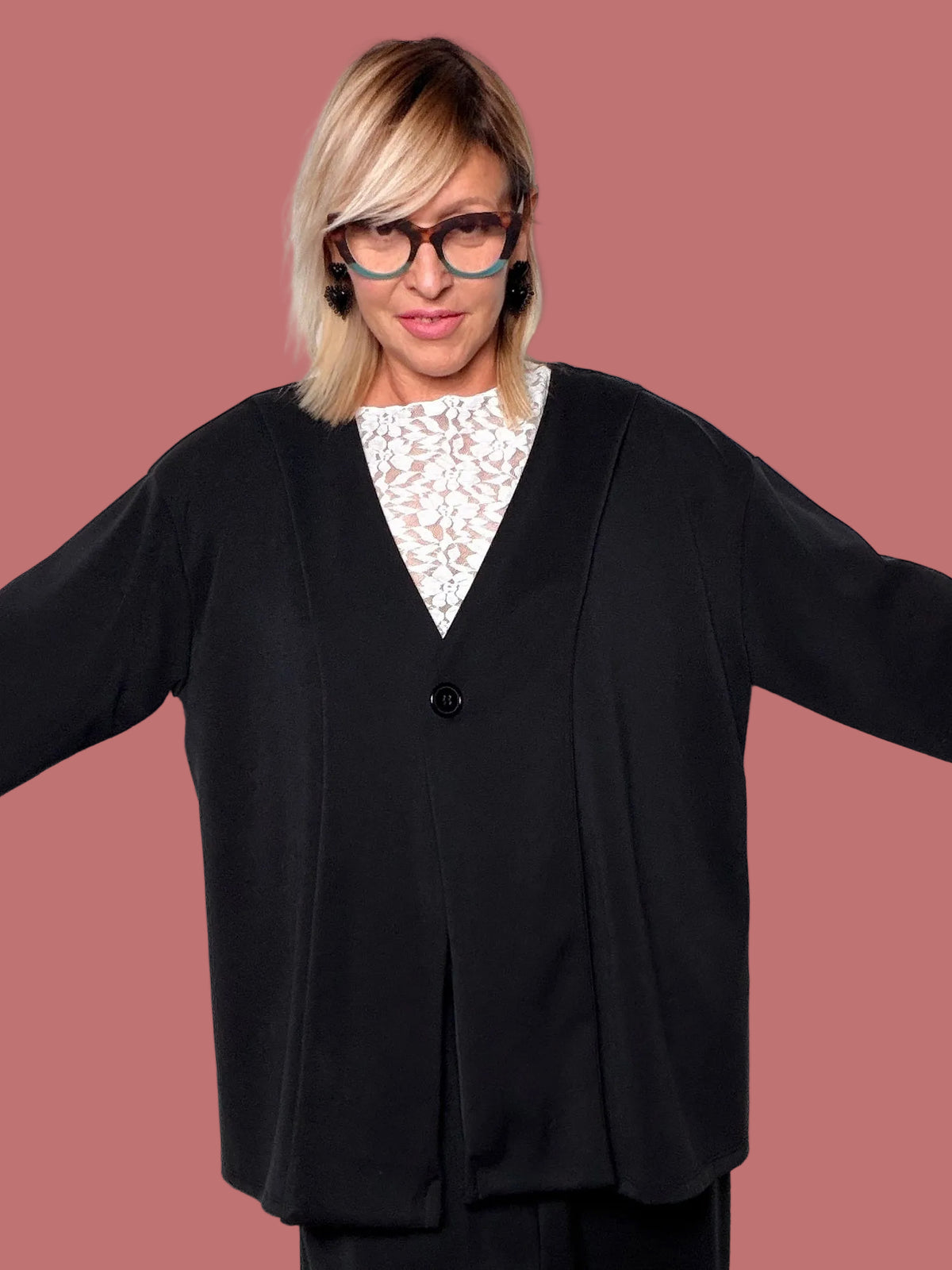 Giacca Female in modal con scollo a V e bottone