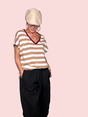 Pantalone Wide Leg in Cotone con Vita Elastica e Coulisse