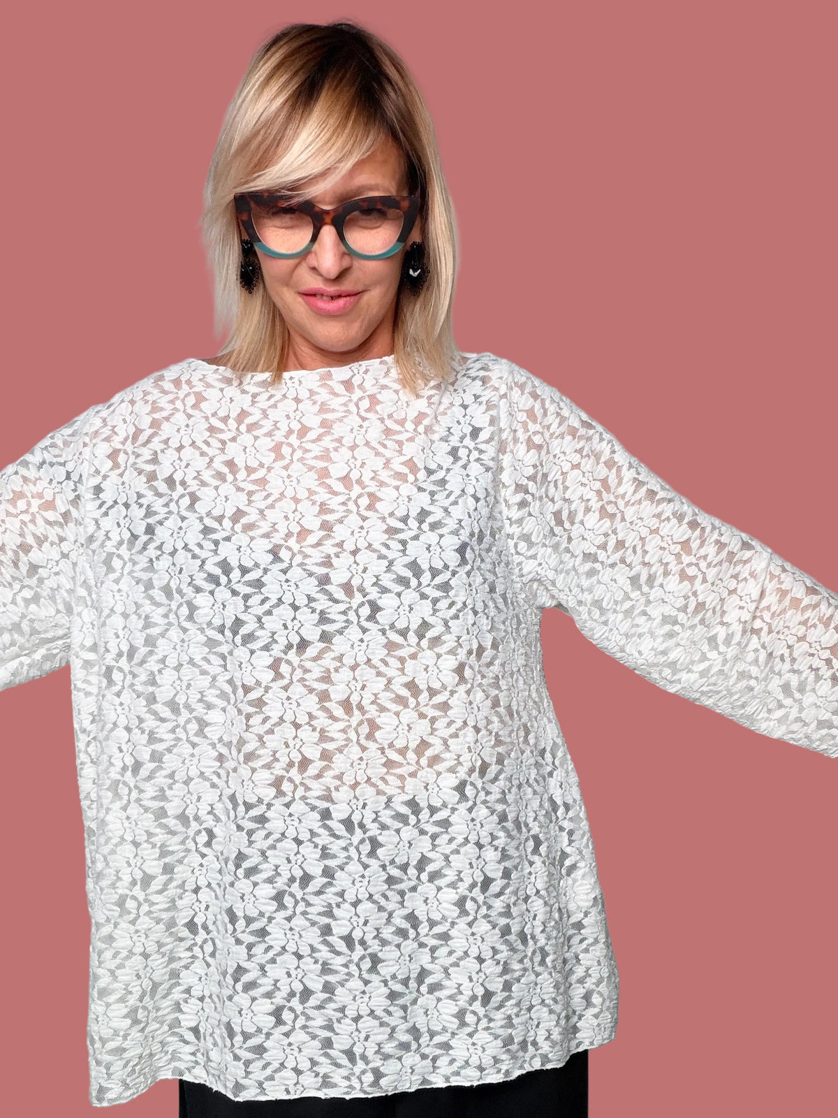 Maglia Female in pizzo floreale a maniche lunghe