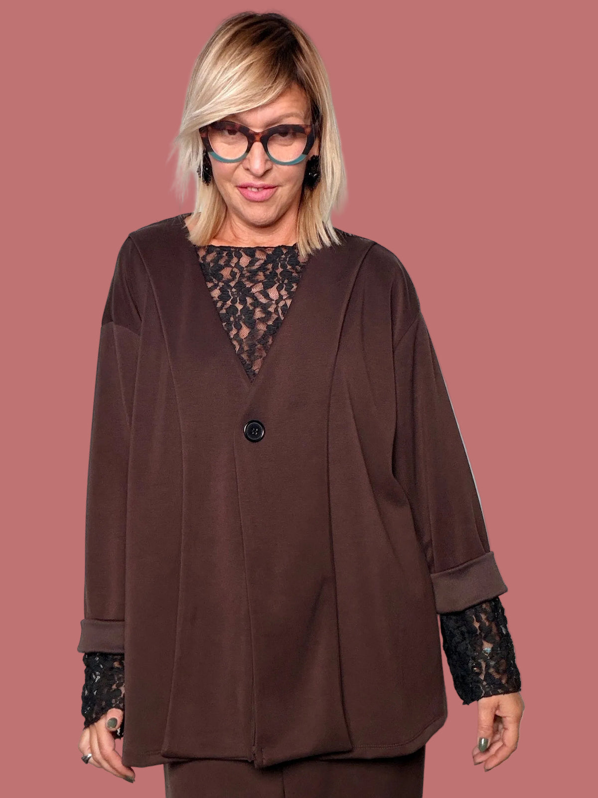 Giacca Female in modal con scollo a V e bottone