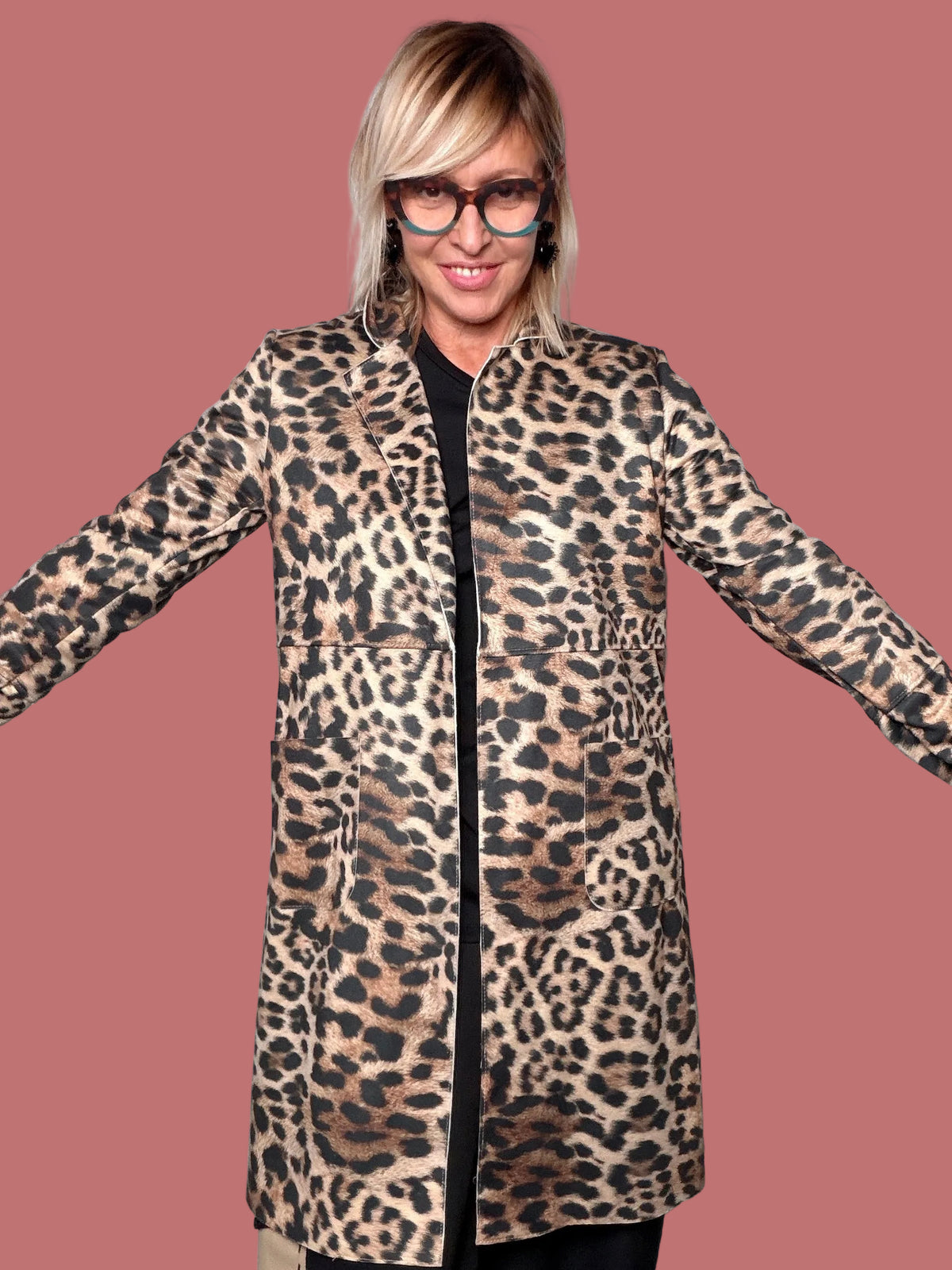 Cappottino Female leopardato in ecodainetto con tasche