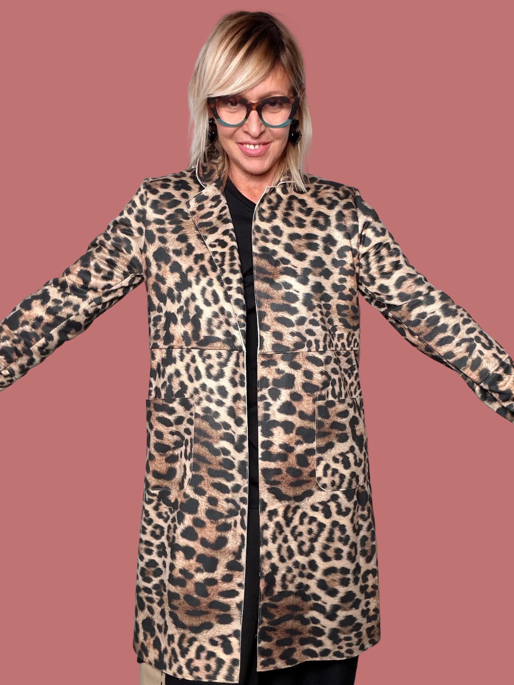 Cappottino Female leopardato in ecodainetto con tasche