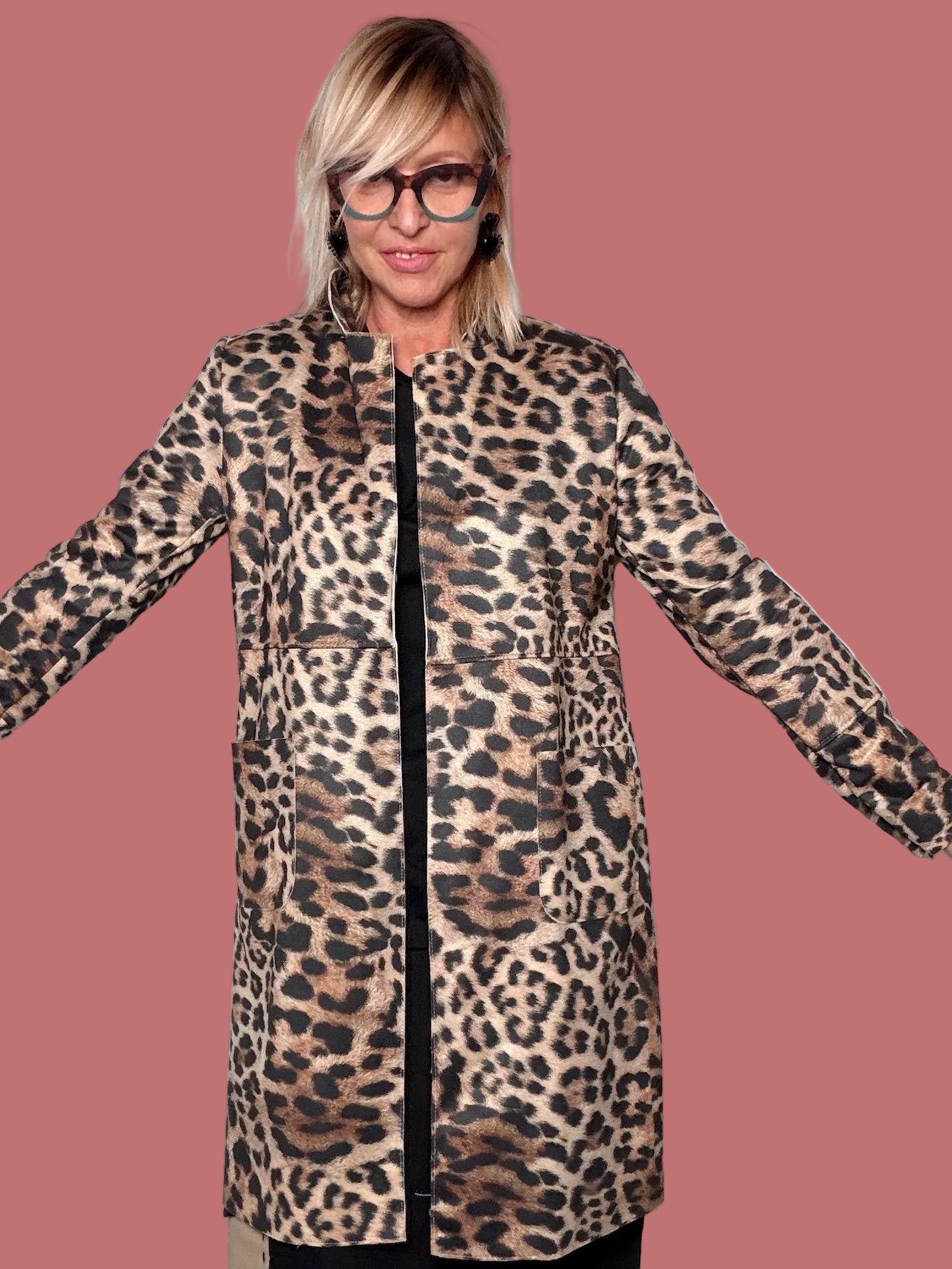 Cappottino Female leopardato in ecodainetto con tasche