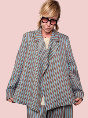 Giacca Over Righe Multicolor Verticali Un Bottone